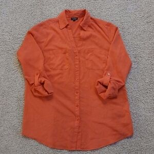Talbots Coral Orange Button Down Shirt